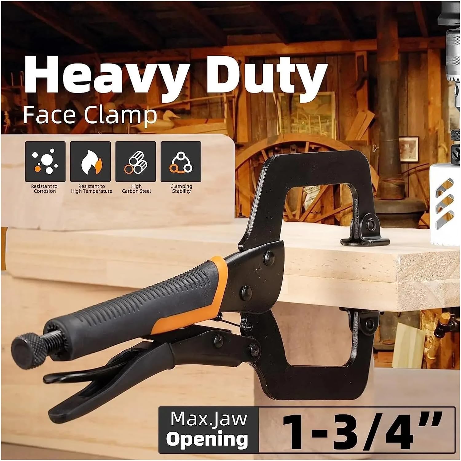 C clamp, 6' C Clamp 3PCS Metal Face Locking Plier with Flat Swivel Pads