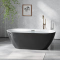 67 Inch Freestanding Bathtub Acrylic Black Soaking Tub with Integrated Overflow, Deep Soaking Free Standing Tub, Modern Stand Alone Tub for New Builds & Bathroom Remodels