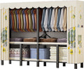 Heavy Duty Garment Rack With Cover Folding Wardrobe Closet Foldable Clothing Rack For Hanging Clothes Armoires Portable Metal Coat Storage Organizer Covered(E,168cm/66.1inch)