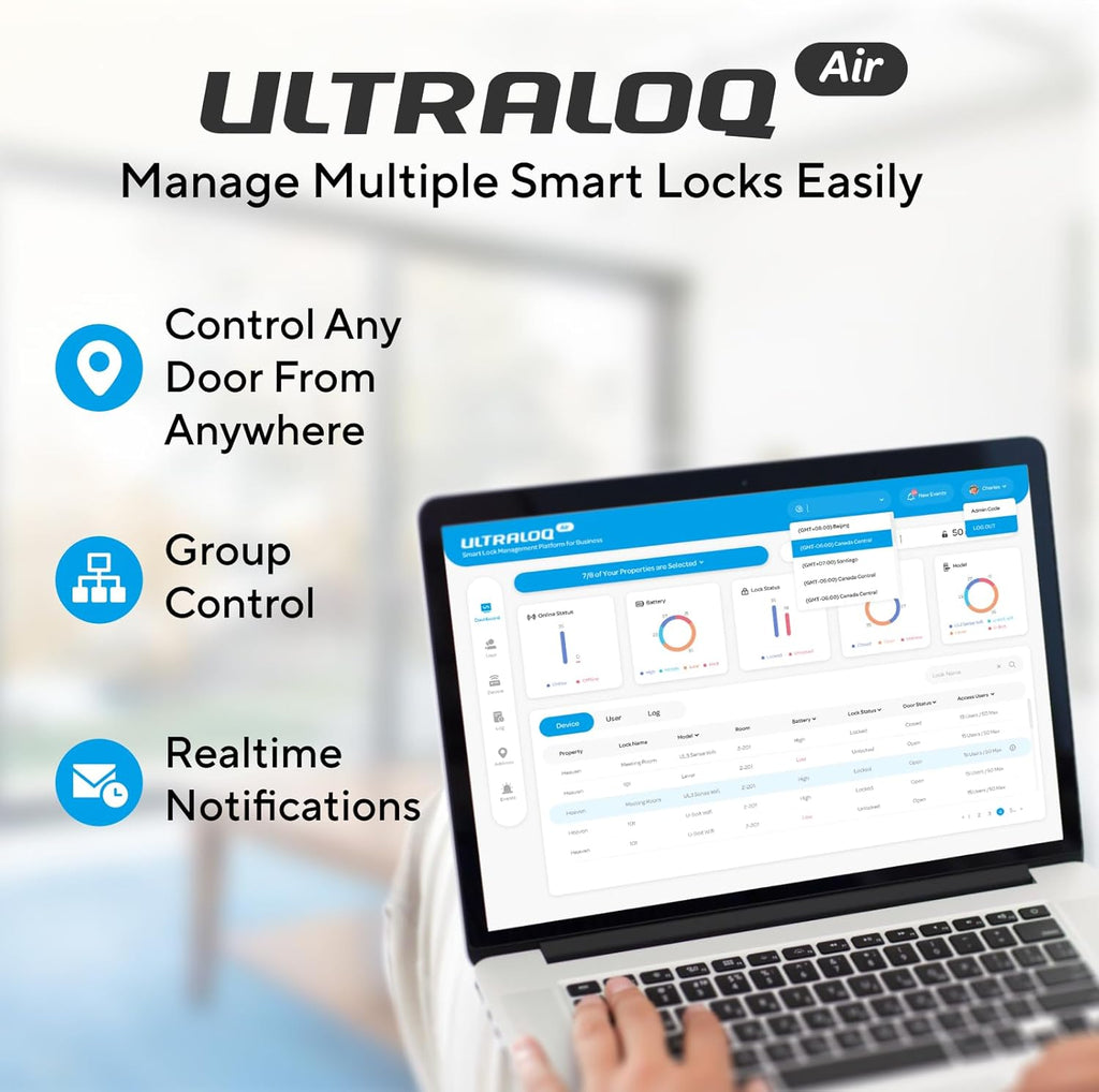 ULTRALOQ Latch 5 World's First Built-in WiFi Smart Lock with NFC, 5-in-1 Keyless Entry with App Control, Smart Door Handle Lock with Touch Digital Keypad, Satin Nickel