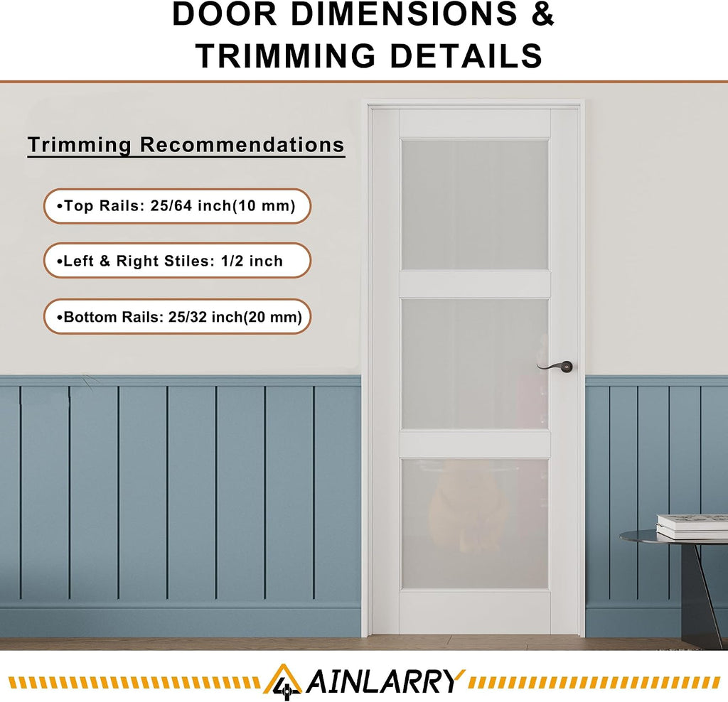 48' x 80' French Doors Interior (Double 24' x 80' 5-Lite Panel Door with Black Hinge Prehung Jamb Kit), Pre-Finished & Paintable, Prebuilt Home Door Panels & Assembly Required Jamb