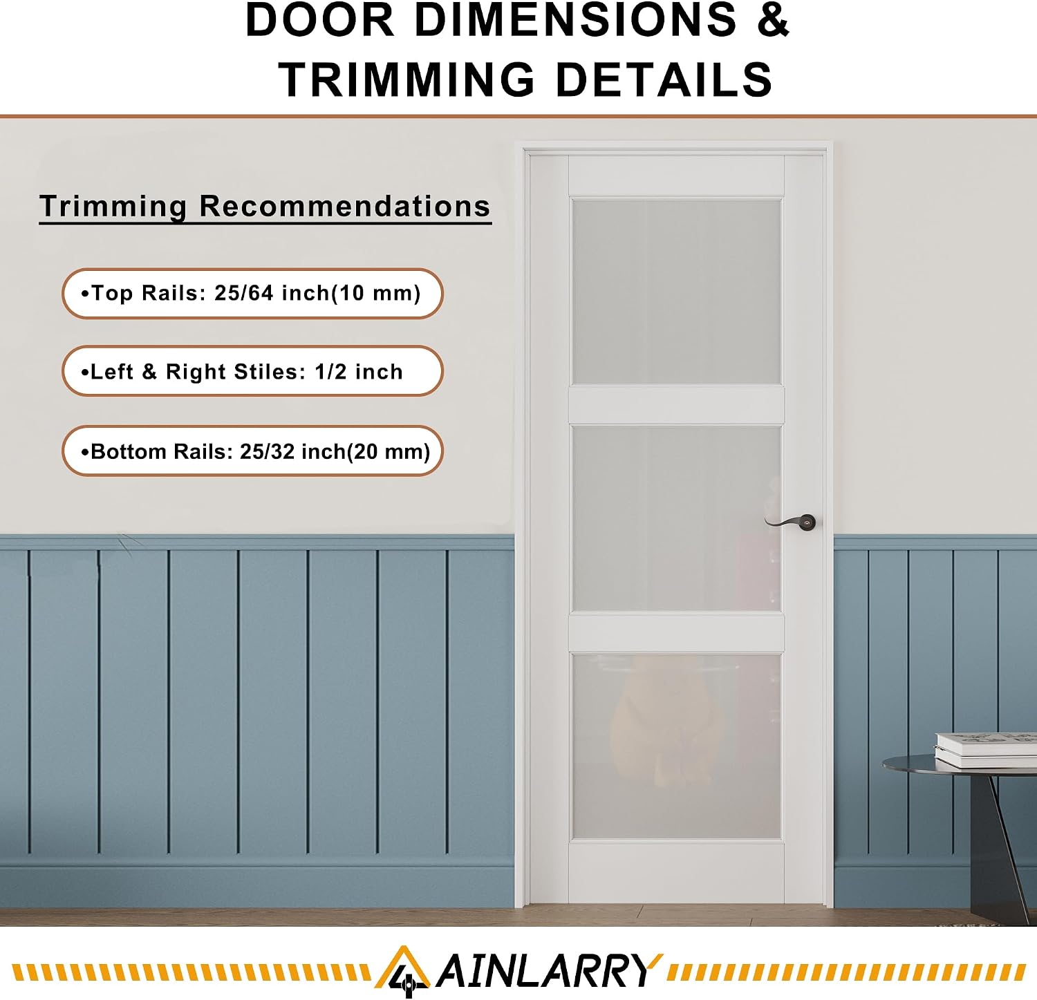 48' x 80' French Doors Interior (Double 24' x 80' 5-Lite Panel Door with Black Hinge Prehung Jamb Kit), Pre-Finished & Paintable, Prebuilt Home Door Panels & Assembly Required Jamb