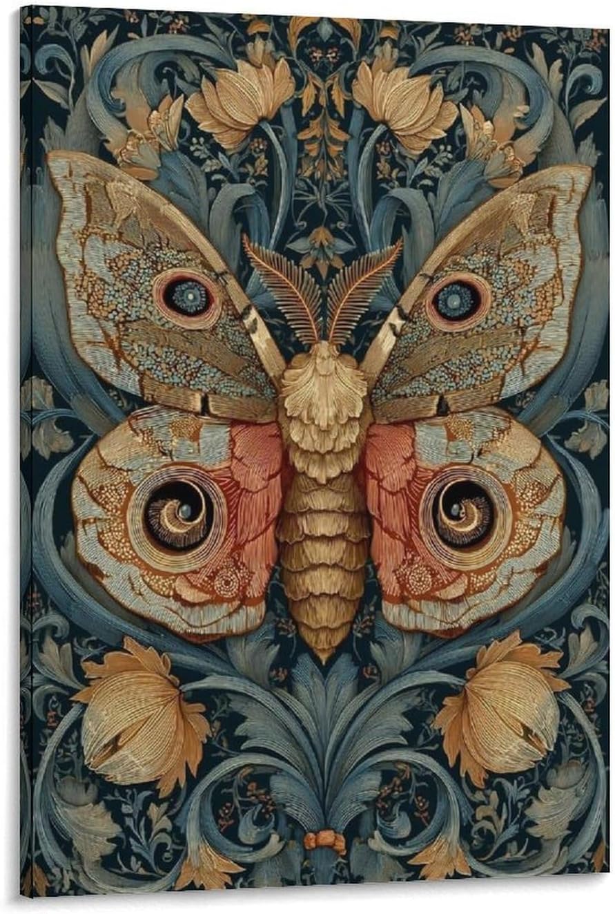 Exquisite Moth Art Nouveau Tapestry Textile Wall Hanging Wall Art Picture Painting Poster Canvas Print Posters Artworks Bedroom Living Room Decor 24x36inch(60x90cm)