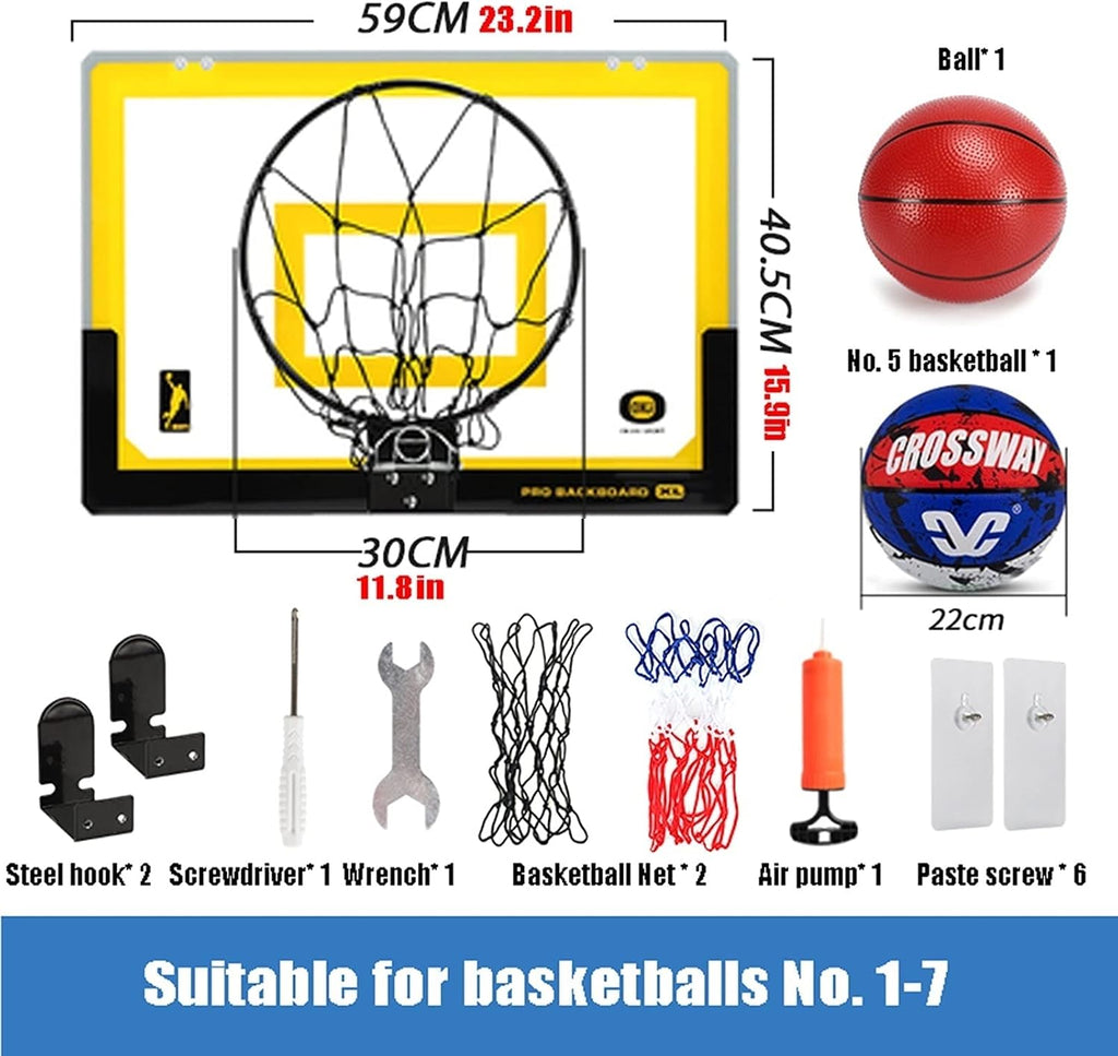 Indoor Mini Basketball Hoop, Mini Hanging Backboard Set with Ball and Pump, Portable Indoor and Outdoor Sports Toys for Children (Size : 59x40.5cm)