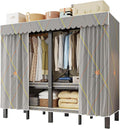 Large Portable Closets for Hanging Clothes, 70' Heavy Duty Clothes Rack with Cover Foldable Multi-Functional Wardrobe