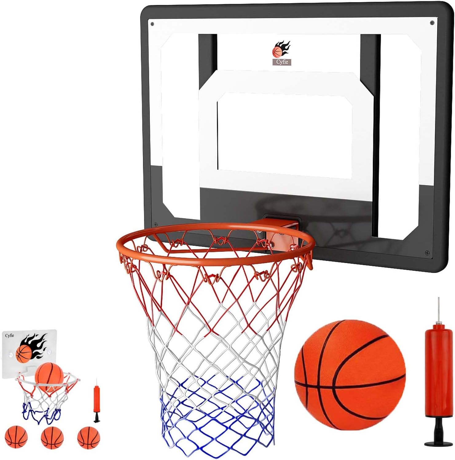 Cyfie 32x23 inch Large Basketball Hoop + 5.5 inch Mini Large Basketball Hoop for Kids