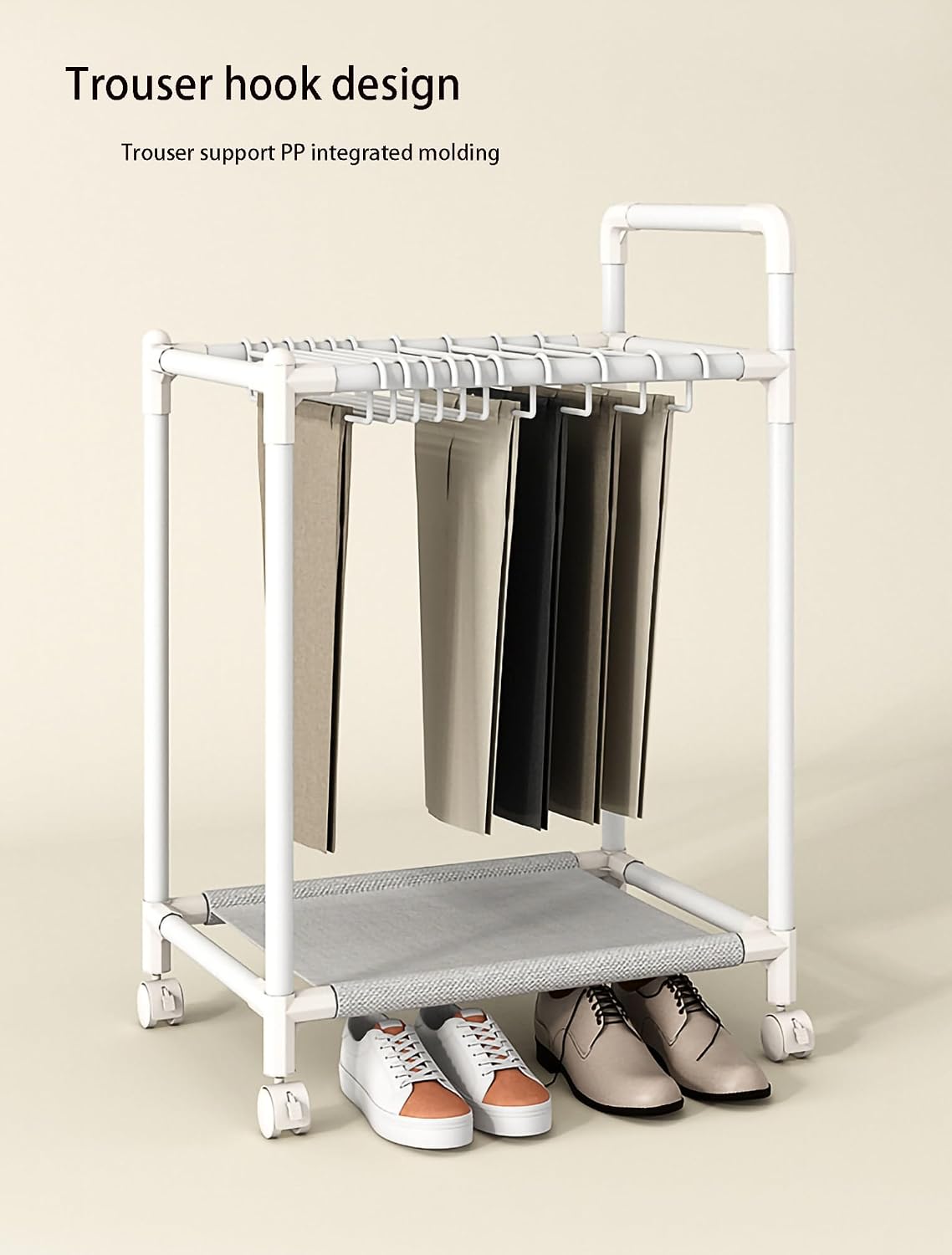 Display Stand Pants Trolley Roll Trouser Rack, Jeans Hanger, Space-Saving Closet Storage Rack, Floor-Standing Removable Trouser Rack, Scarf and Trouser Stor(Black