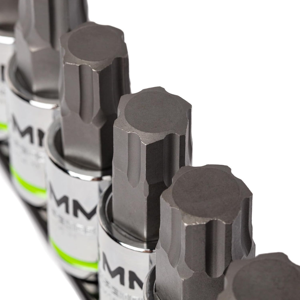GRIPEDGE HEX Bit Socket Set | 8-PC - 1/2'' Drive Metric RPT Hex Driver Set | Sizes 10, 11, 12, 14, 15, 16, 17, 19 MM | Made With S2 Steel | Includes Premium Aluminum Storage Rail |