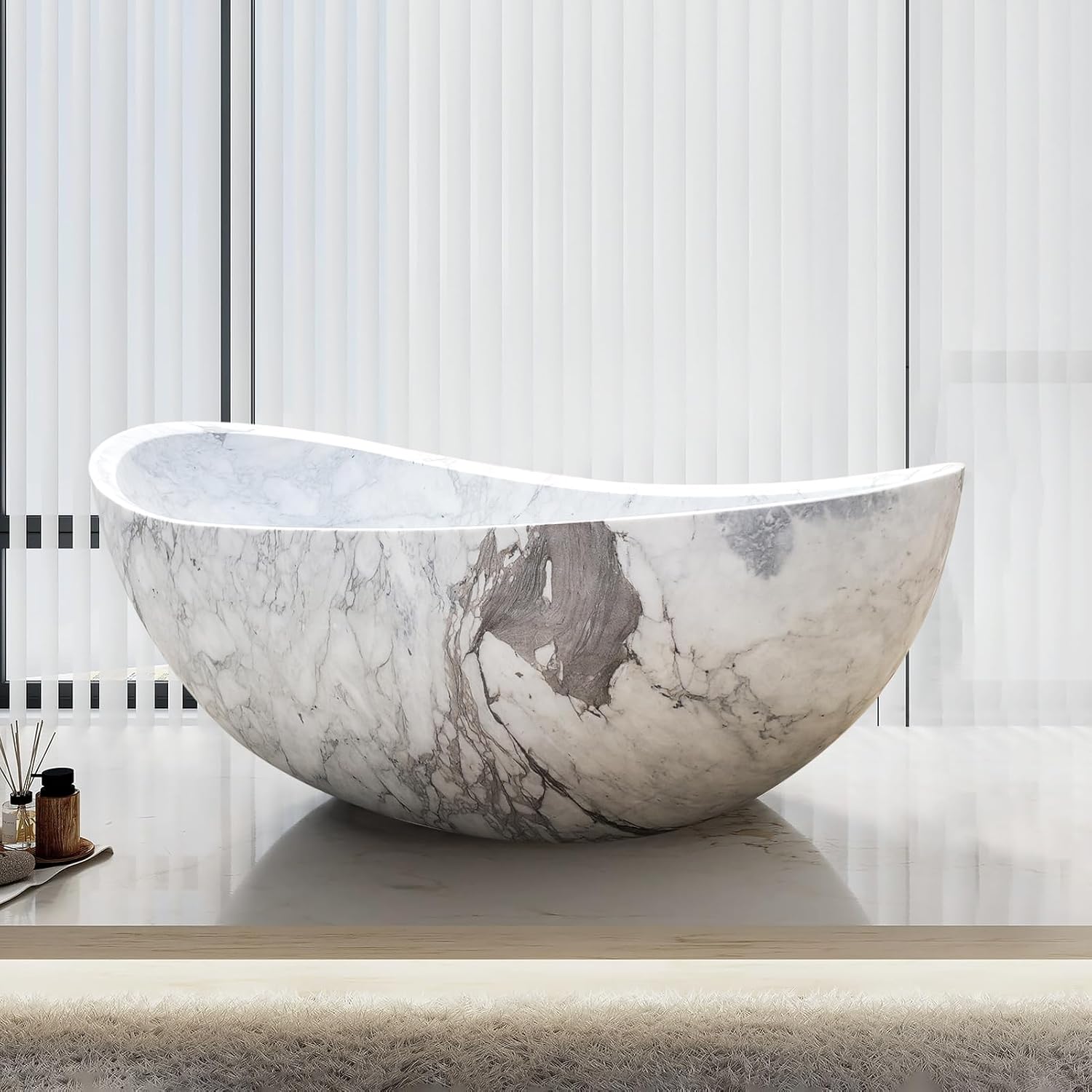 CHETTO C Freestanding Bathtub Minimalist Style Customization Bath Tubs for Adult Gray with White 60'Lx29.53'Wx21.65'H