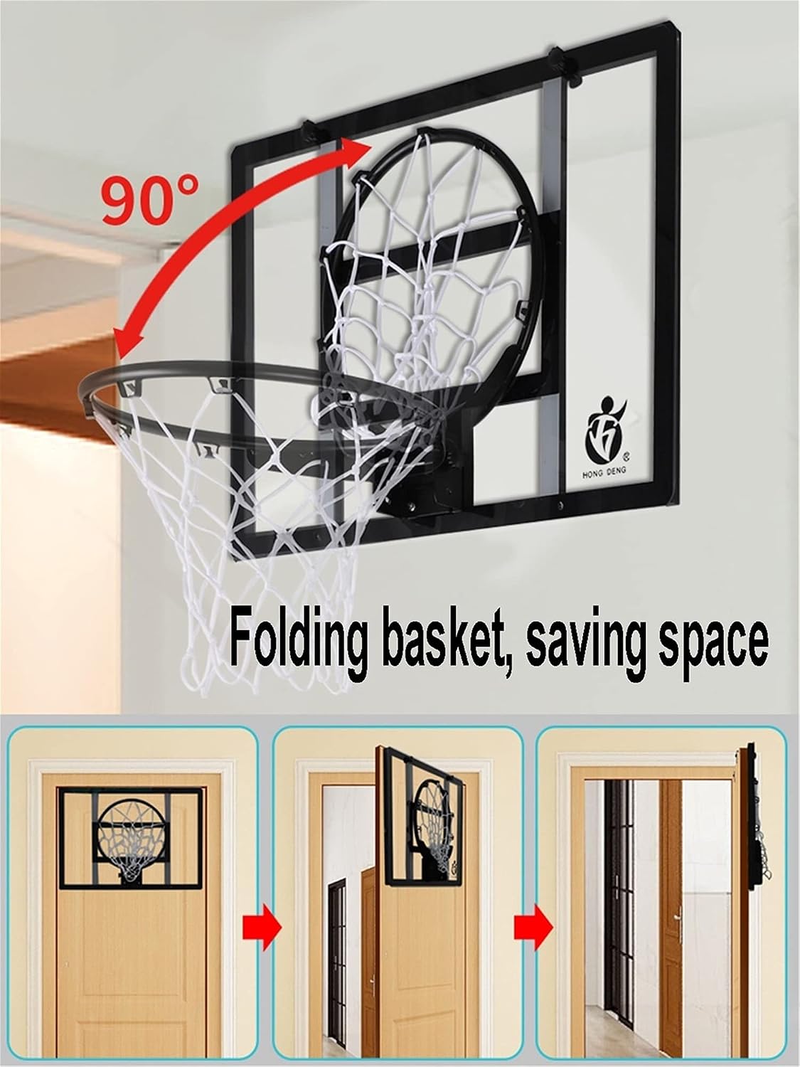 Wall-Mounted Mini Basketball Hoop, Indoor and Outdoor Door Wall Basketball Competition Backboard, Foldable Basketball Stand
