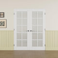Prehung French Door 60' x 80' (2x30 in), Tempered Frosted Glass Door Slabs with Jamb, Black Hinges, 4 Levers & Latch, Solid Core Interior Door, Pre-Finished & Paintable, MDF Double Doors Interior