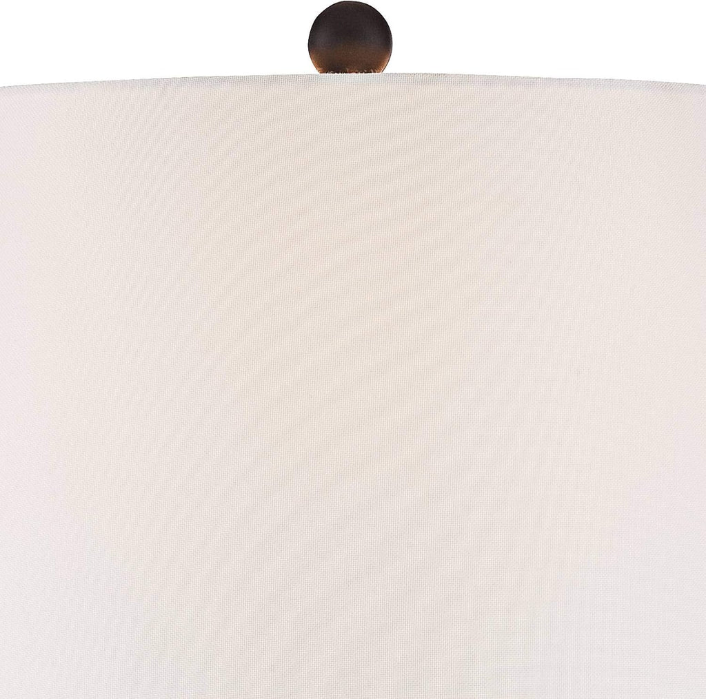 360 Lighting Dolbey Rustic Farmhouse Table Lamps 28' Tall Set of 2 Deep Bronze Tapered Column Off White Drum Shade Decor for Living Room Bedroom House Bedside Nightstand Home Office Entryway