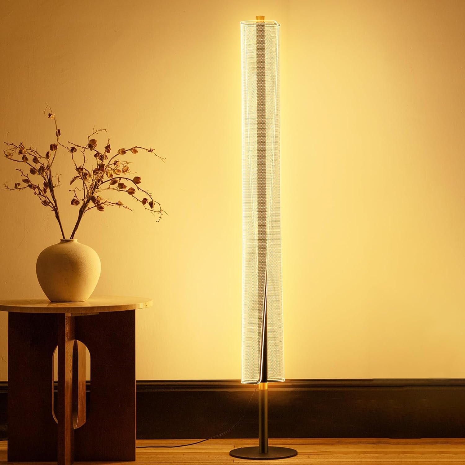 NUÜR Modern Floor Lamp, Dimmable Standing Lamp with Remote Control, Stepless Adjustable Colours & Brightness, Industrial Lighting for Living Room, Bedroom, Office (Floor Lamp for Bedroom)