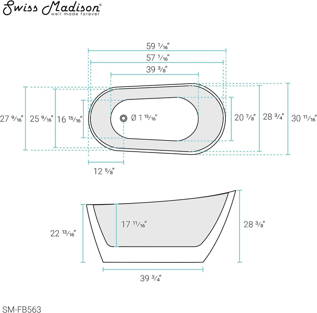 St. Tropez 60' Freestanding Bathtub