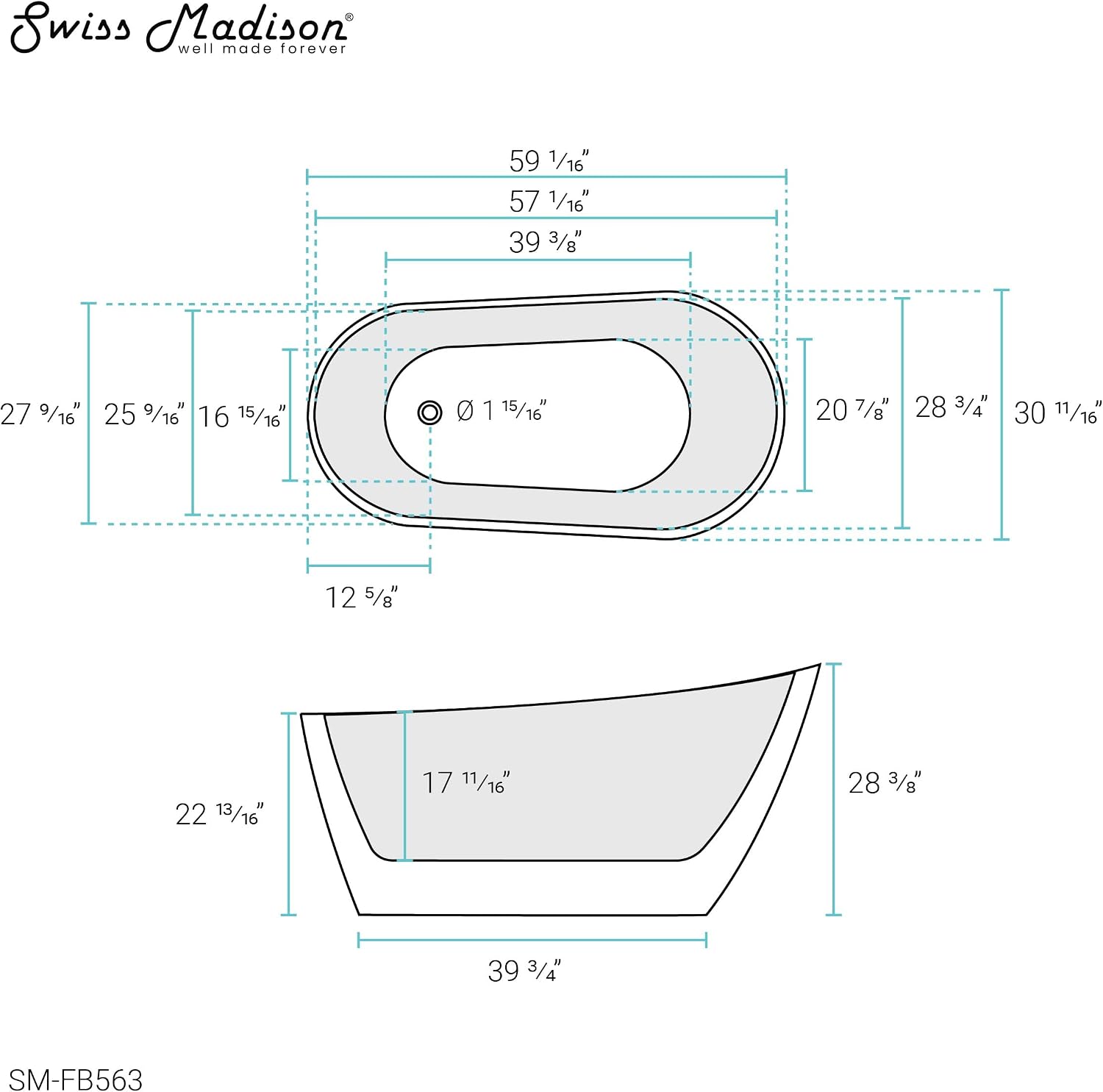 St. Tropez 60' Freestanding Bathtub