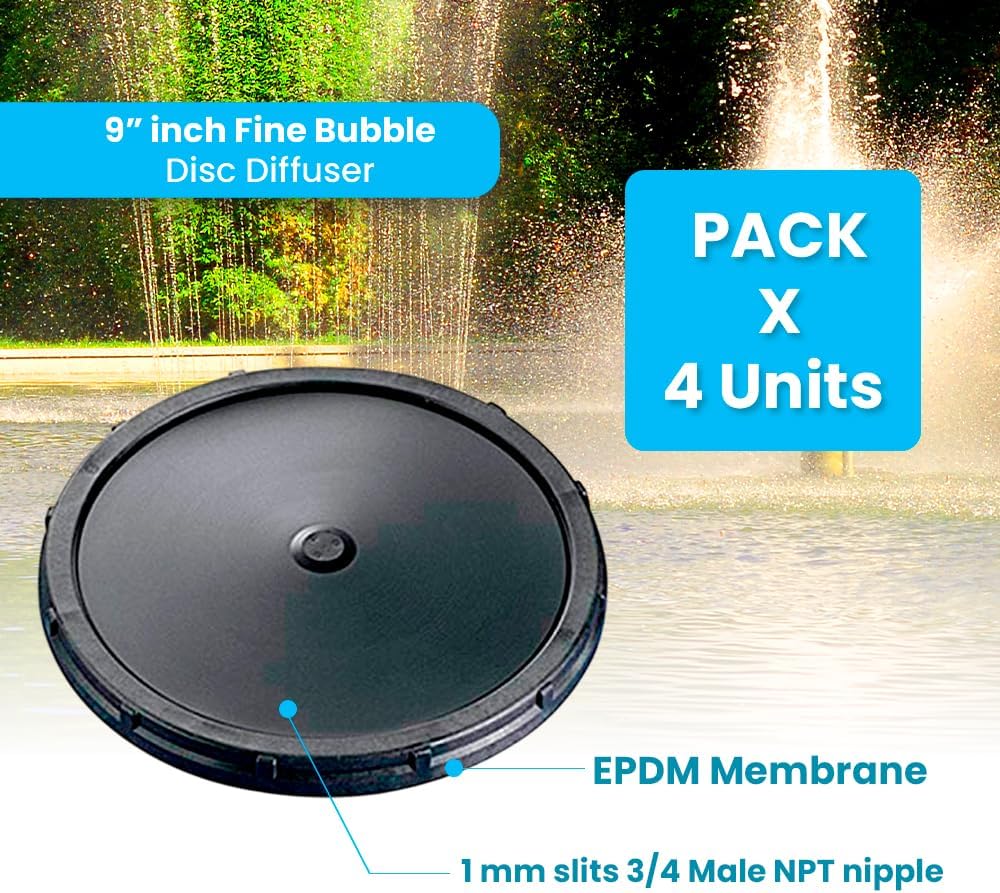 Thunder Parts ECO270-E | 9' EPDM - Fine Bubble Disc Diffuser | Aeration for Ponds, Lakes, Wastewater Treatment, Aquaculture and More. SSI Aeration Original (4 Pack)