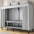 Foldable Portable Wardrobe Closet With Cover, Metal Clothes Rack, One-Piece Folding Base, Foldable Garment Racks, For Hanging Clothes Storaging(Grey1,125cm/49.2inch)