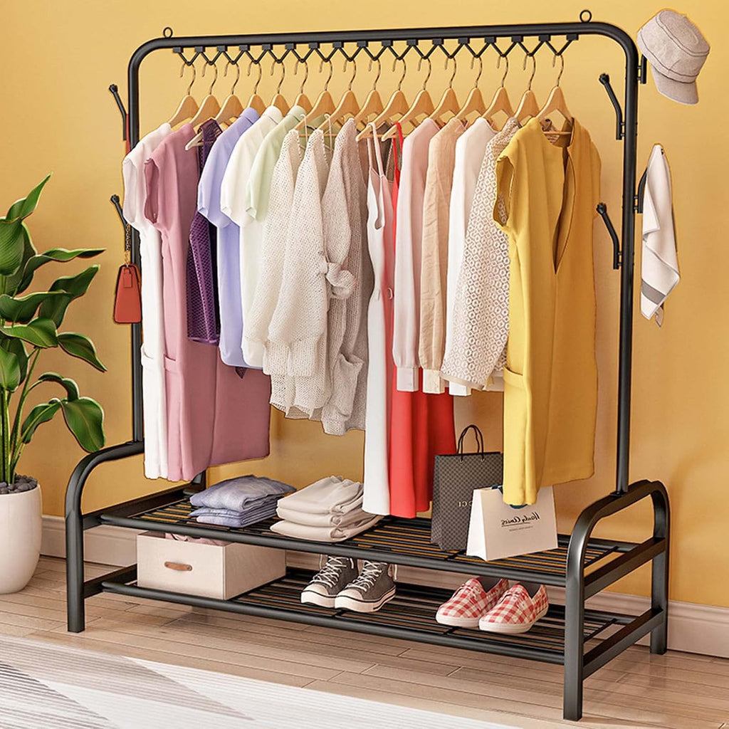Drying Rack Clothing Foldable Small, White | Hanger Rack with Shelves, Heavy Duty, Windproof Hooks, Indoor Outdoor