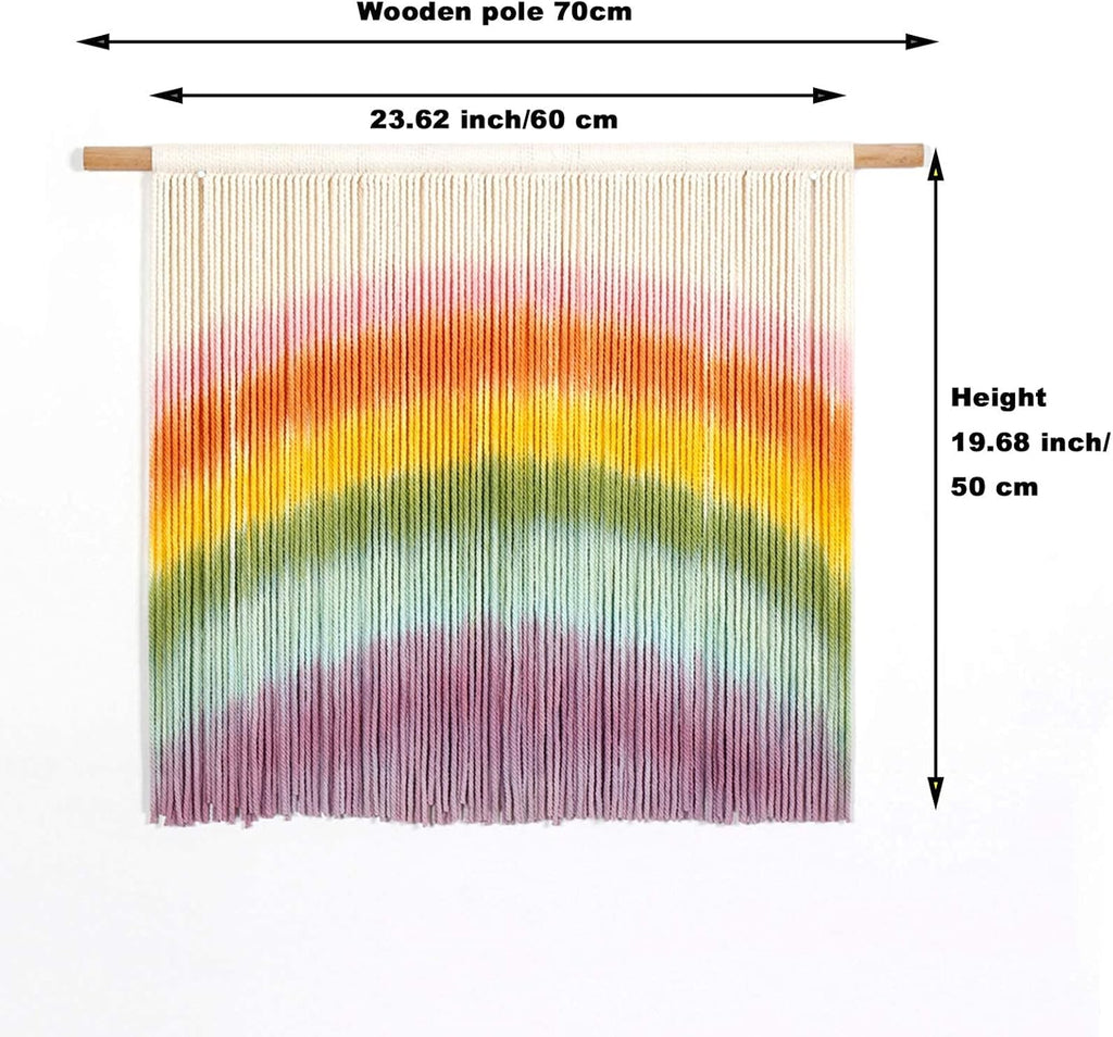 Handmade Macrame Wall Hanging Tapestry Dyeing Driftwood Decor,Handmake Dyed Macrame Tapestries Wall Art Woven Home Decoration (E 60x50cm)