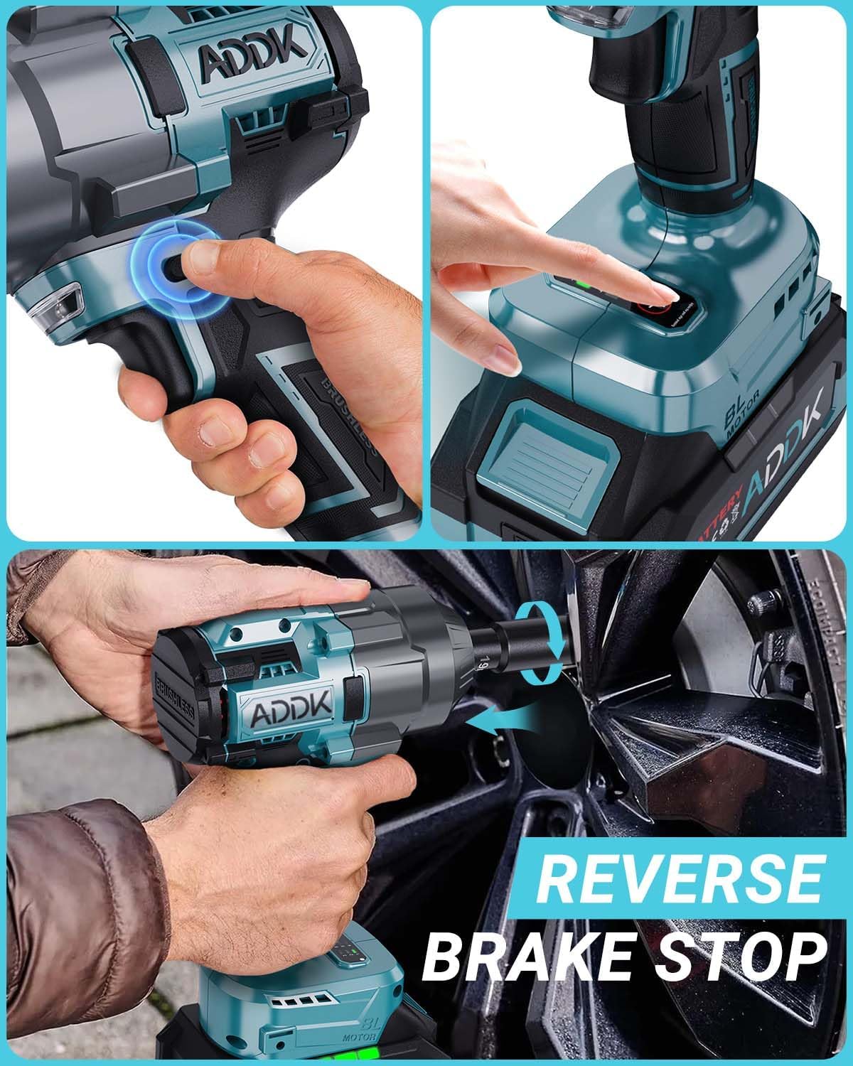 21V Cordless Impact Wrench Kit, 1200Ft-lbs (1600N.m) 1/2' Brushless Impact Gun with 6 Mode Speed, Electric 2600RPM High Torque Power Impact Driver for Car Truck Mower (1600Nm)