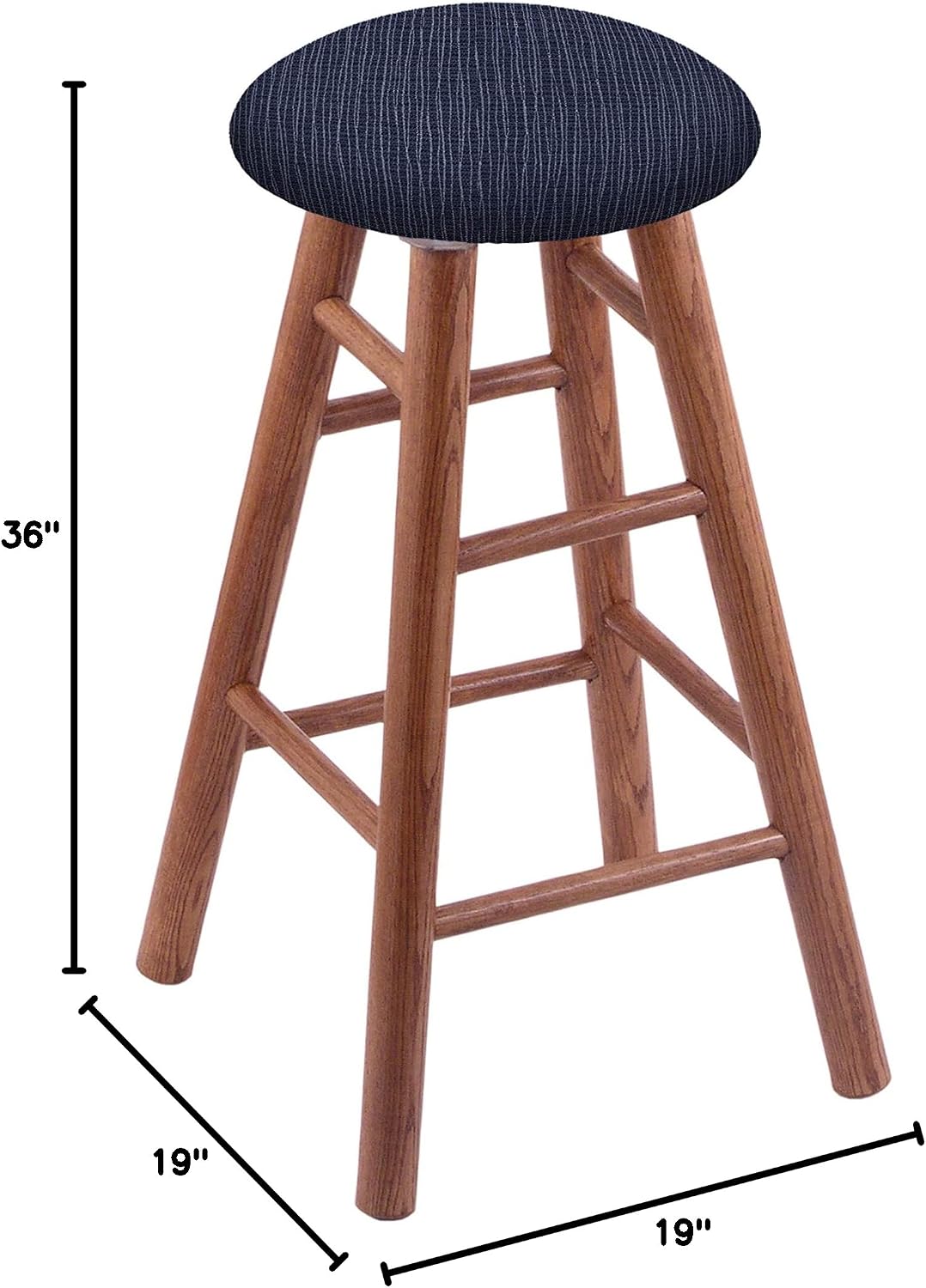 HBS XL Oak Round Cushion 36' Swivel Extra Tall Bar Stool with Smooth Legs, Medium Finish, and Graph Anchor Seat
