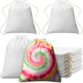 Saintrygo 100 Pcs Tie Dye Drawstring Bags Cotton Sublimation Blank Backpack Bulk Tie Dye Kits Things for Large Groups, 14'x16'