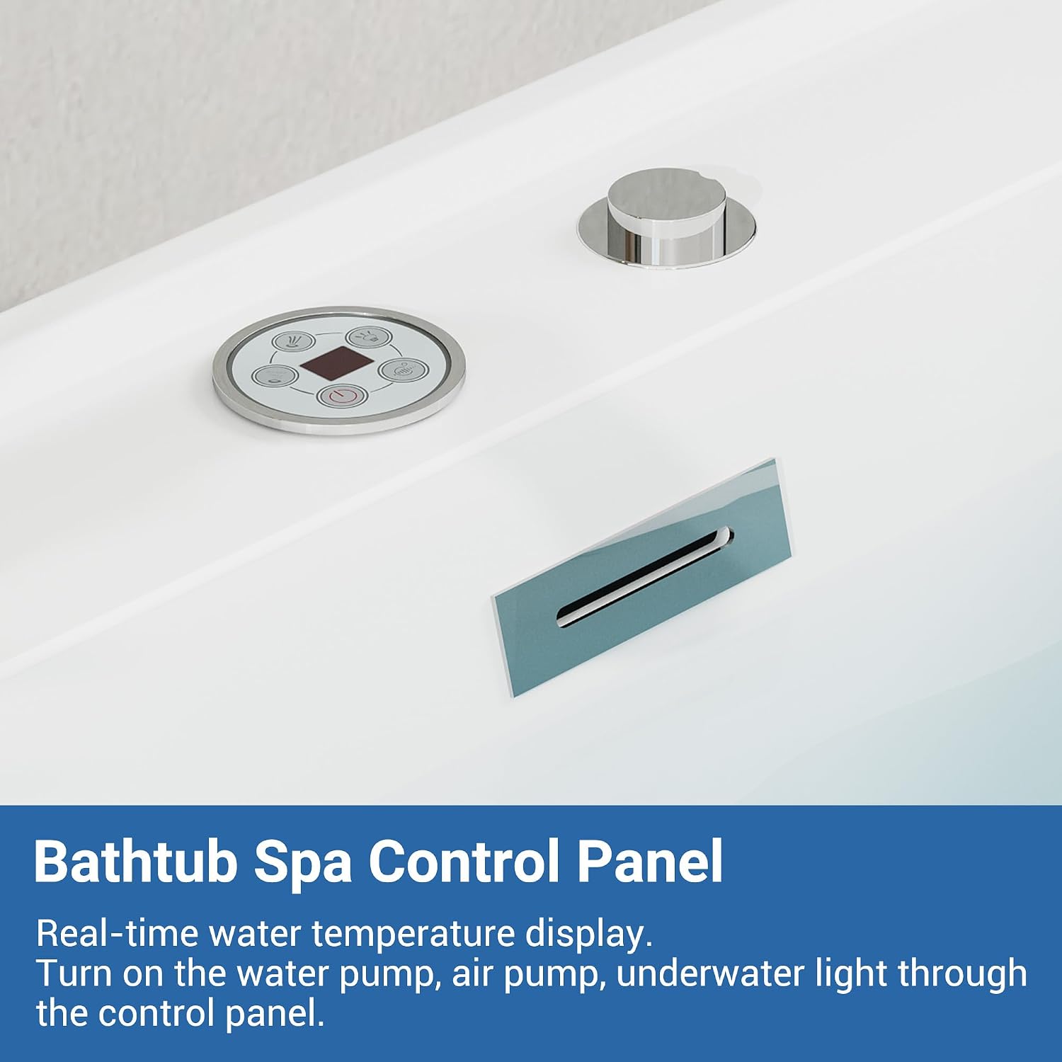 GarveeHome 72 in x 35-3/8 in Air Bath Heated Soaking Combination Tub with Adjustable Speed Air Blower and Display Control Panel, LED Light, White