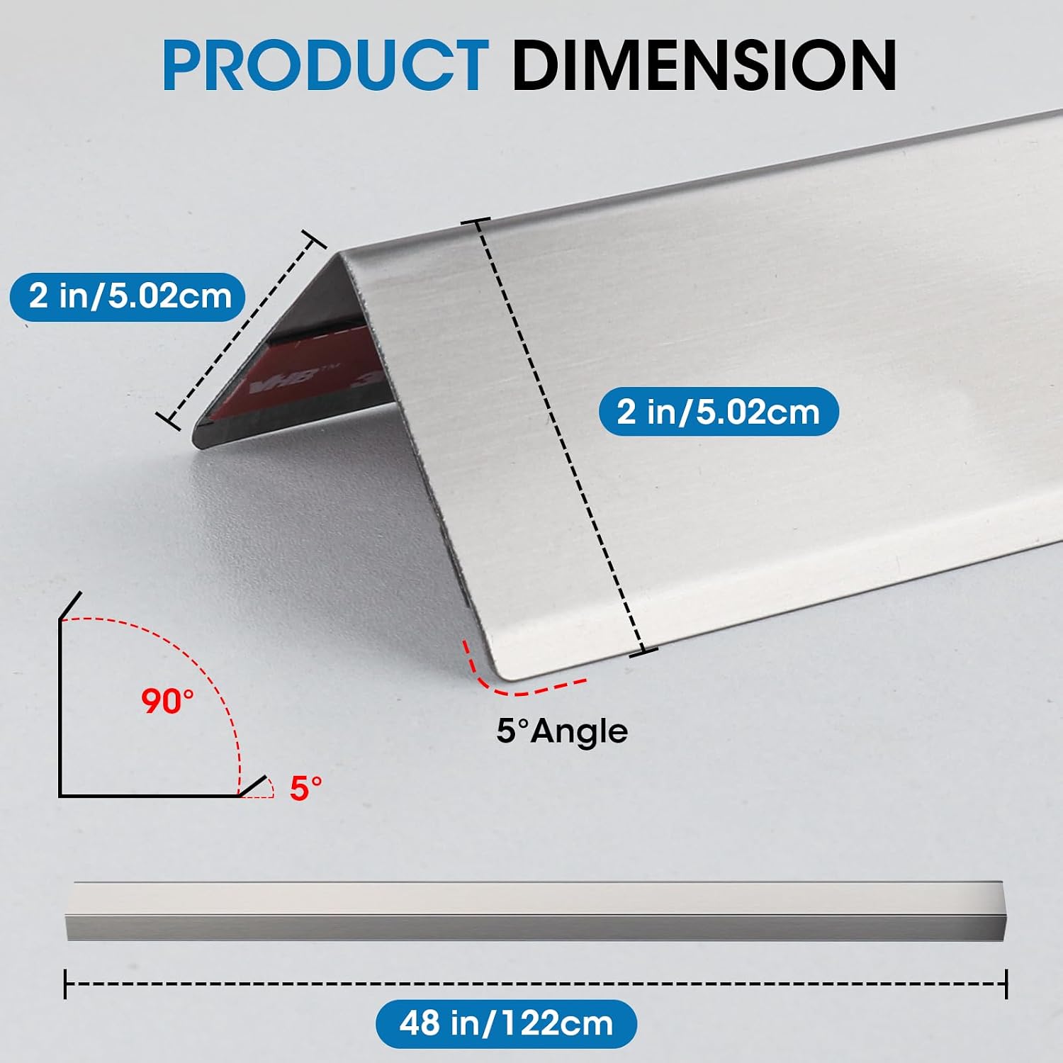 Stainless Steel Wall Corner Guards, 2 x 2 x 96 inches (Silver 10 Pcs). Made of 304 Steel, These 90-Degree Angle Metal Corner Protectors are Designed for Wall Protection and Decoration（10Pcs 2*2*96 ）