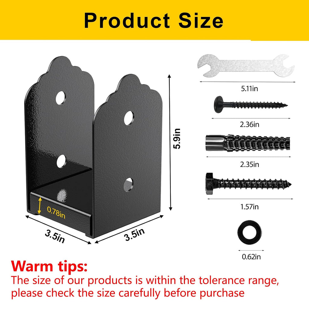4x4 Post Base, 8Pcs Stainless Steel Adjustable Post Anchor Bracket (Internal 3.5 x 3.5), Adjustable Post Base for Pavilion Deck Porch Handrail Railing Support Decorative Anchor Plate