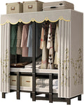 Heavy Duty Portable Wardrobe Closet for Hanging Clothing with Cover, Clothes Rack with Gauze Curtain, Covered Clothing Coat Storage Organizer(D,215cm/84.6inch)