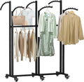 6 Way Heavy Duty Garment Racks with Wheels, Adjustable Height Retail Clothing Rack from 48' to 67', for Boutique Shops Large Retail Stores and Home Storage,Black