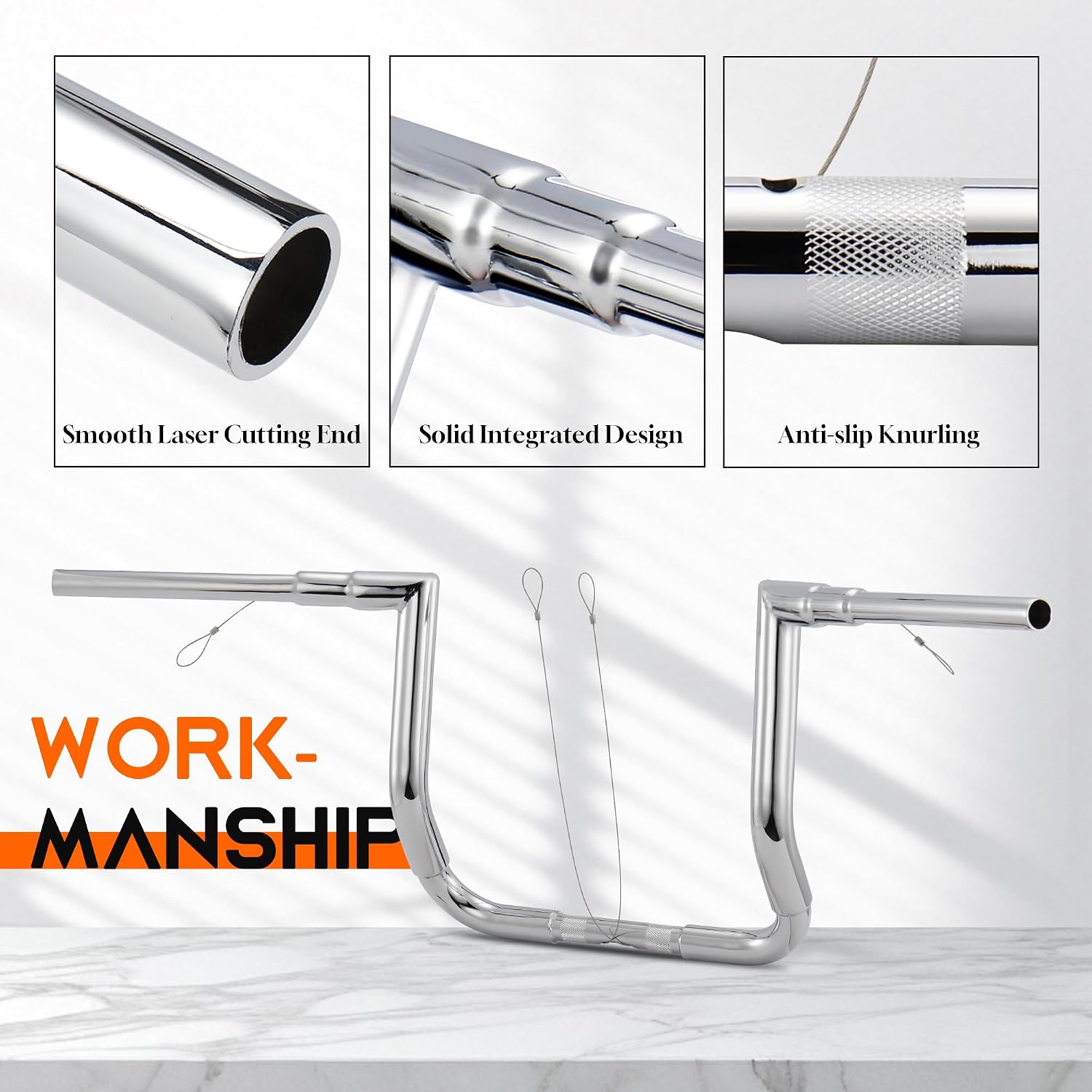 1 1/2 Inch Street Glide Handlebar 12' Rise Right-angle Bar 1.5' Fat 1' Clamp Ape Hangers for Harley 2023-later CVO Street Glide FLHXSE & 2024 2025 2026 FLHX Models, Chrome