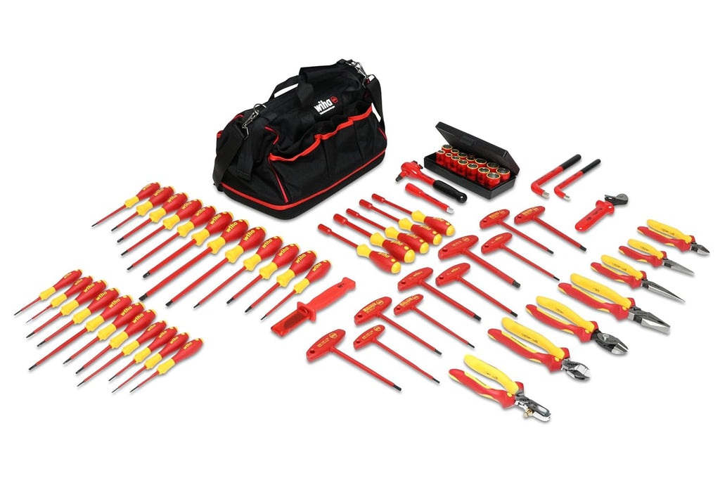 Wiha 32876 Insulated Set with Pliers, Cutters, Nut Drivers, Screwdrivers, T Handles, Knife, Sockets, 3/8-Inch Dr Ratchet, Adjustable Wrench, 66-Piece