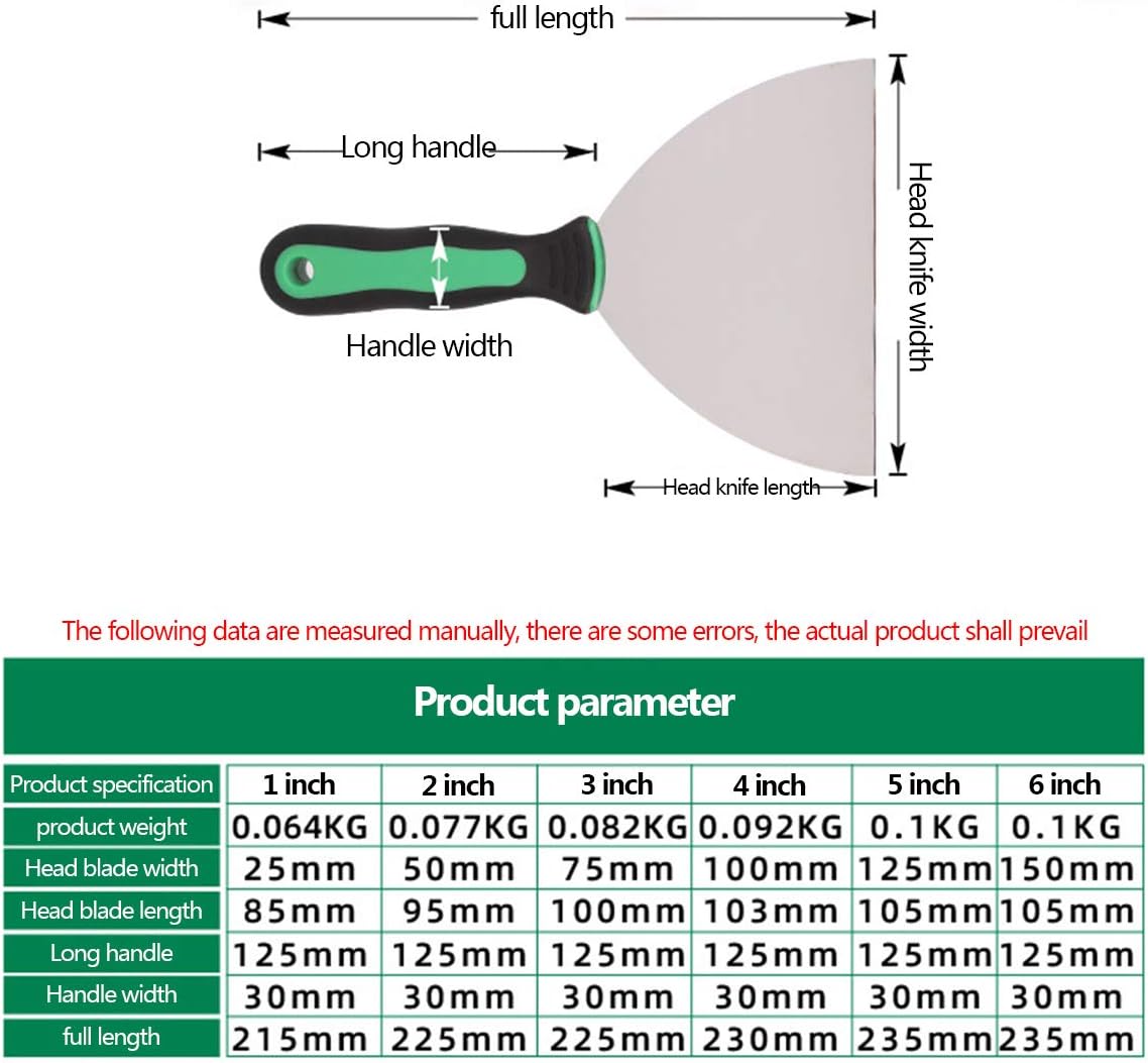 Wall Filler Tool,Filler Knife, Trowel Plastering Trowel 6 Piece Stainless Steel Putty Set,Putty Scraper Tool,Painting Tools,Drywall Scrapers