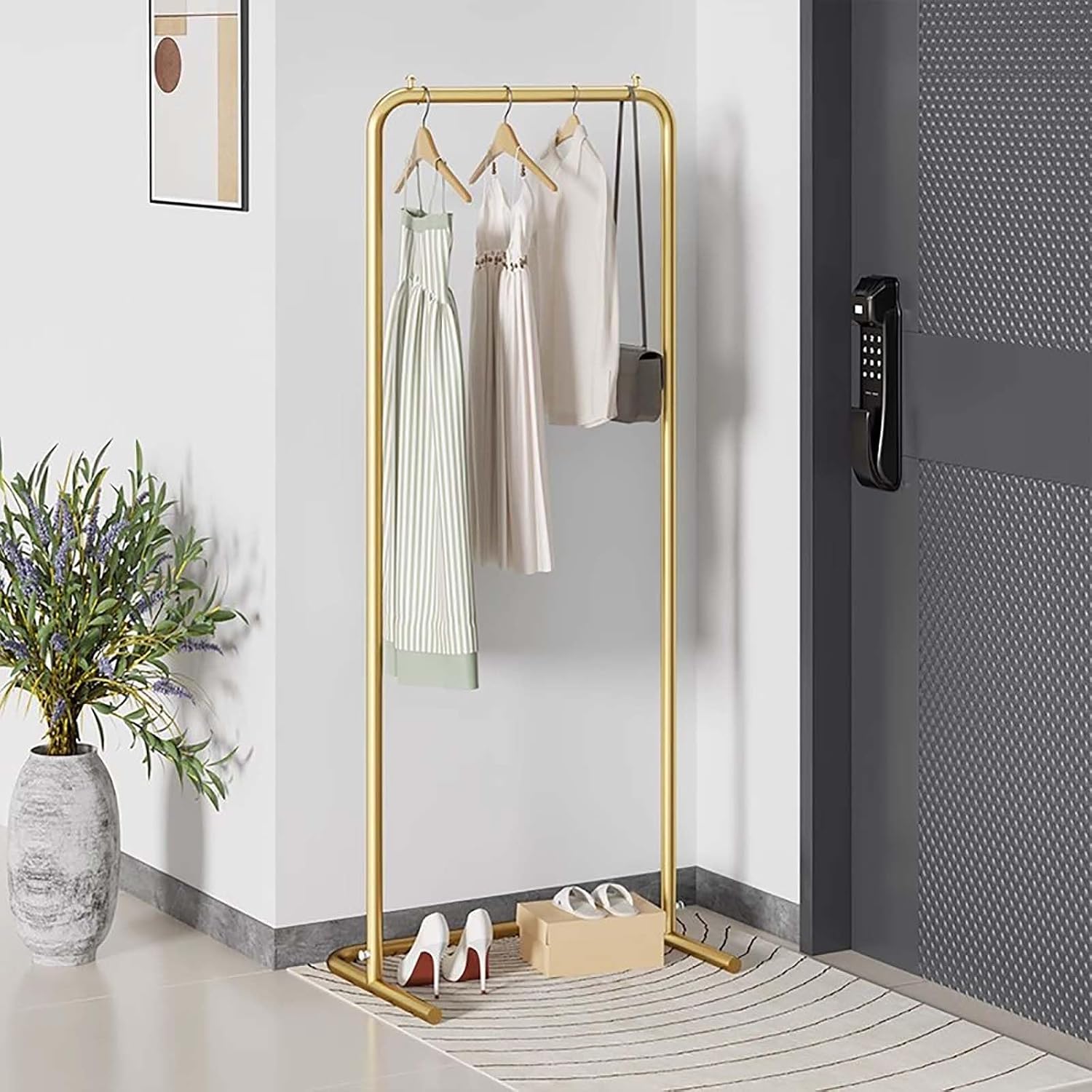 Metal Garment Rack Heavy-Duty Clothes Stand Clothing Rack for Hanging Clothes Coats Skirts Shirts Sweaters Perfect for Bedroom, Closet, Retail Display & Storage Solutions(Black,80CM/31.5IN)