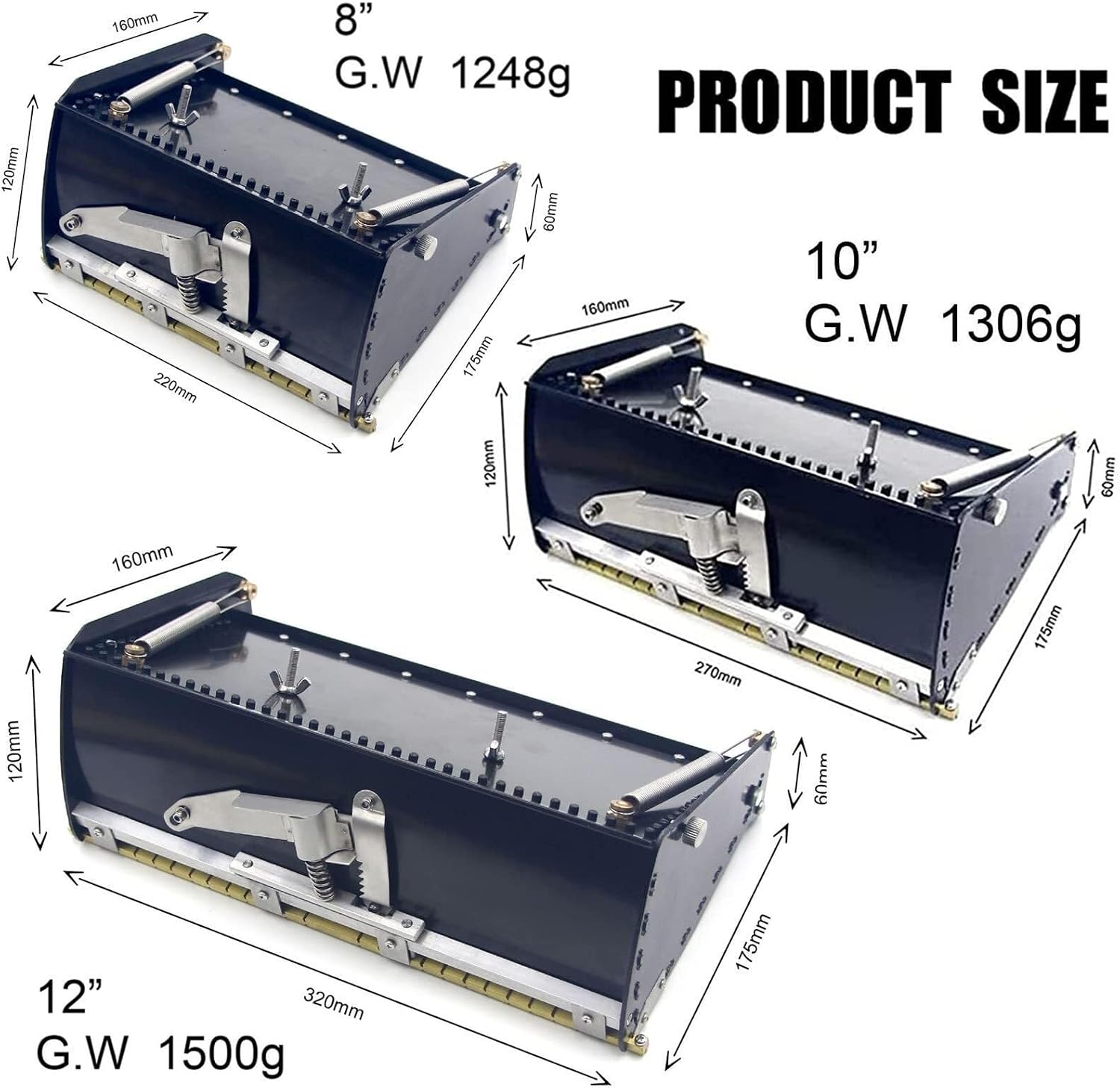 Drywall Taping Tools 8''/10''/12'' Flat Finish Box Set+40''-63.8'' Extendable Handle 120° Adjustble Drywall Flat Finishing Box Tool for Interior Decoration - Quick Clean(32cm/12in)