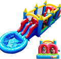 30FT Commercial Inflatable Bounce House Combo - Heavy Duty PVC Dual Racing Slides Obstacle Course Bouncer with Crawl Tunnels & Climbing Wall for Backyard, School, Church Events, Kids Adults