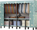 Heavy Duty Garment Rack With Cover Folding Wardrobe Closet Foldable Clothing Rack For Hanging Clothes Armoires Portable Metal Coat Storage Organizer Covered(F,110cm/43.3inch)