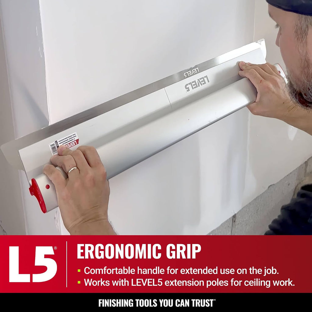 LEVEL5 Ultimate Skimming Blade Set | LEVEL5 | Smoothing/Knockdown Drywall Knife | Extruded Aluminum & European Stainless Steel Construction | High-Impact End Caps | 5-446