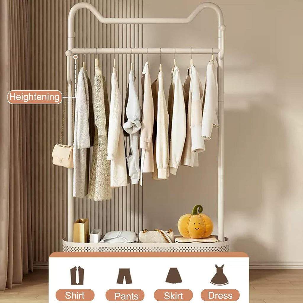 Modern Garment Rack, Clothes Rack, Clothing Rack, Rolling Garment Rack with Shelf, Portable Closet Wardrobe Rack, for Bedroom,Living Room,Clothing Store(White,60cm/23.6in)
