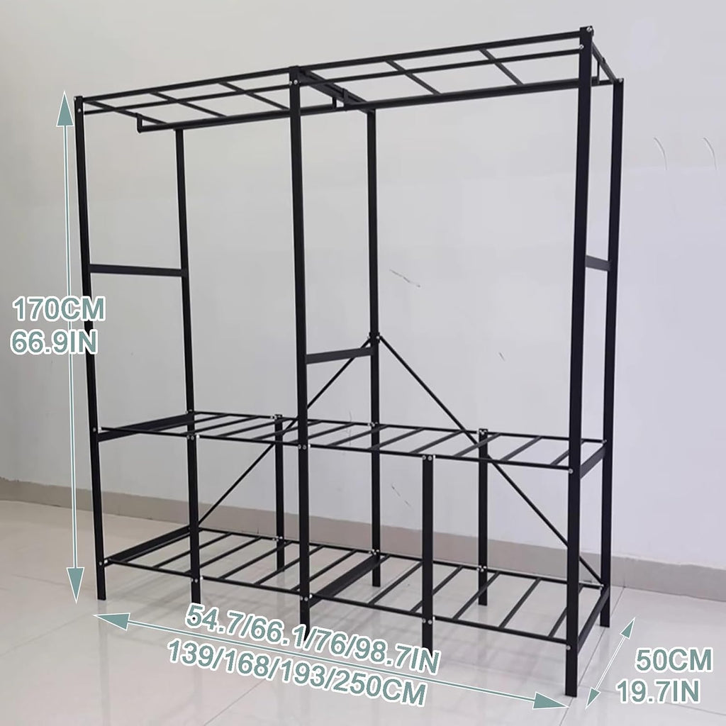 Foldable Portable Wardrobe Closet with Cover, Heavy Duty Clothing Rack for Hanging Clothes, Metal Garment Rack(66.1in/168cm)