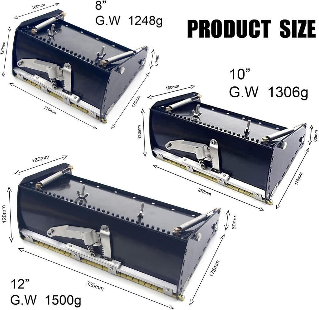 Drywall Taping Tools 8''/10''/12'' Flat Finish Box Set+40''-63.8'' Extendable Handle 120° Adjustble Drywall Flat Finishing Box Tool for Interior Decoration - Quick Clean,22cm/8in