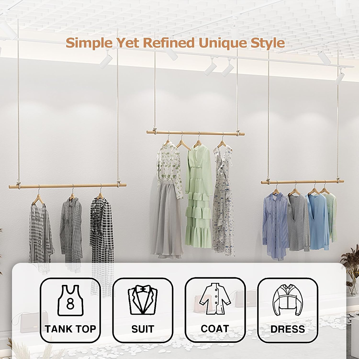 Clothes Rack Wall Mounted Clothes Rail,Space-Saving Heavy Duty Industrial Pipe Clothes Bar Rack,Rustic Hanging Garment Rack for Bedroom,Living Room,Laundry (4pcs-150cm