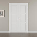 48' x 80' French Doors Interior (Double 24' x 80' 3-Lite Panel Door with Silver Hinge Prehung Jamb Kit), Pre-Finished & Paintable, Prebuilt Home Door Panels & Assembly Required Jamb