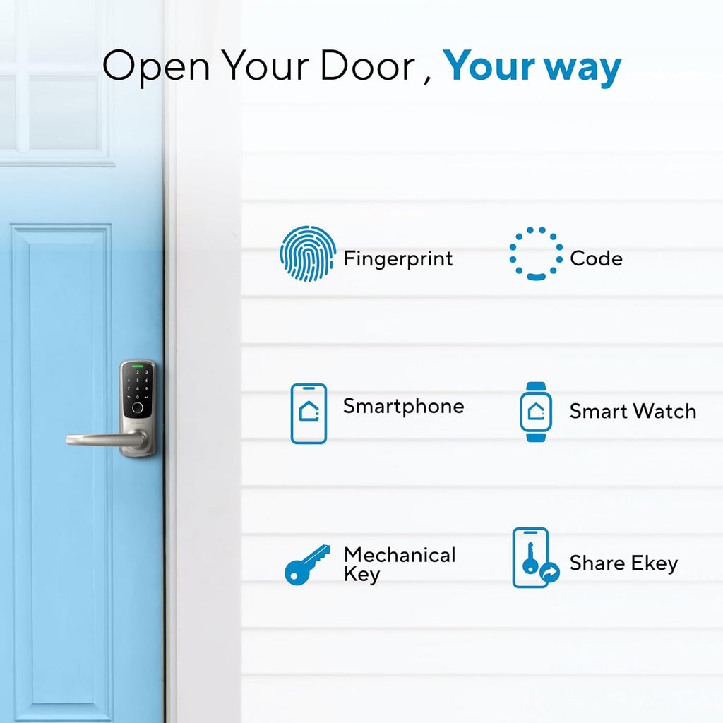 ULTRALOQ Latch 5 Smart Lock, Built-in WiFi 6, Stores Up to 100 Fingerprints, Auto-Lock, Fingerprint Biometric Keyless Entry Door Handle Lock, Auto-Lock, Digital Touchscreen Keypad, App Remote Control