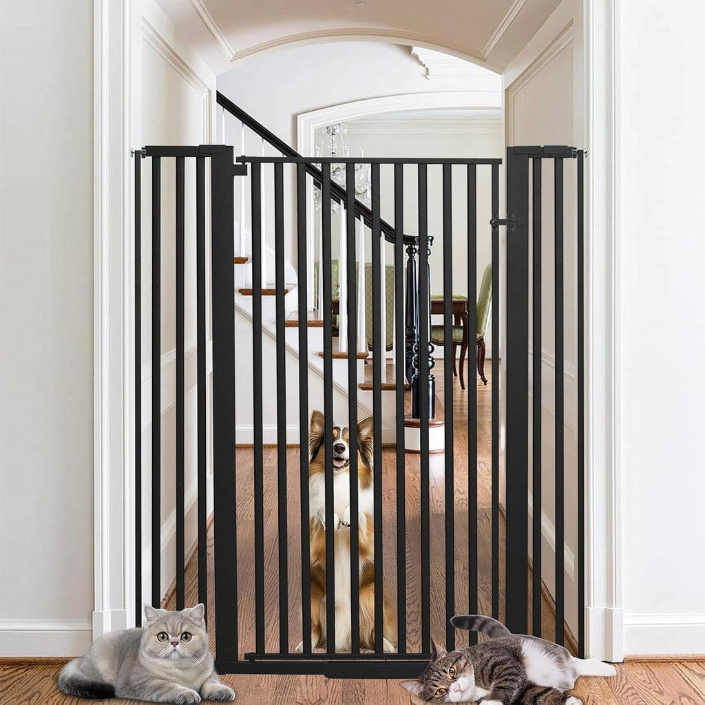SHYUJAJIE 55 Inch Extra Tall Pet Gate for Cats,29.92'-43' Adjustable Wide Dog Gates,Pressure Mounted Walk Through Tall Pets Gate for Doorways,Hallway,Stairs(Black)