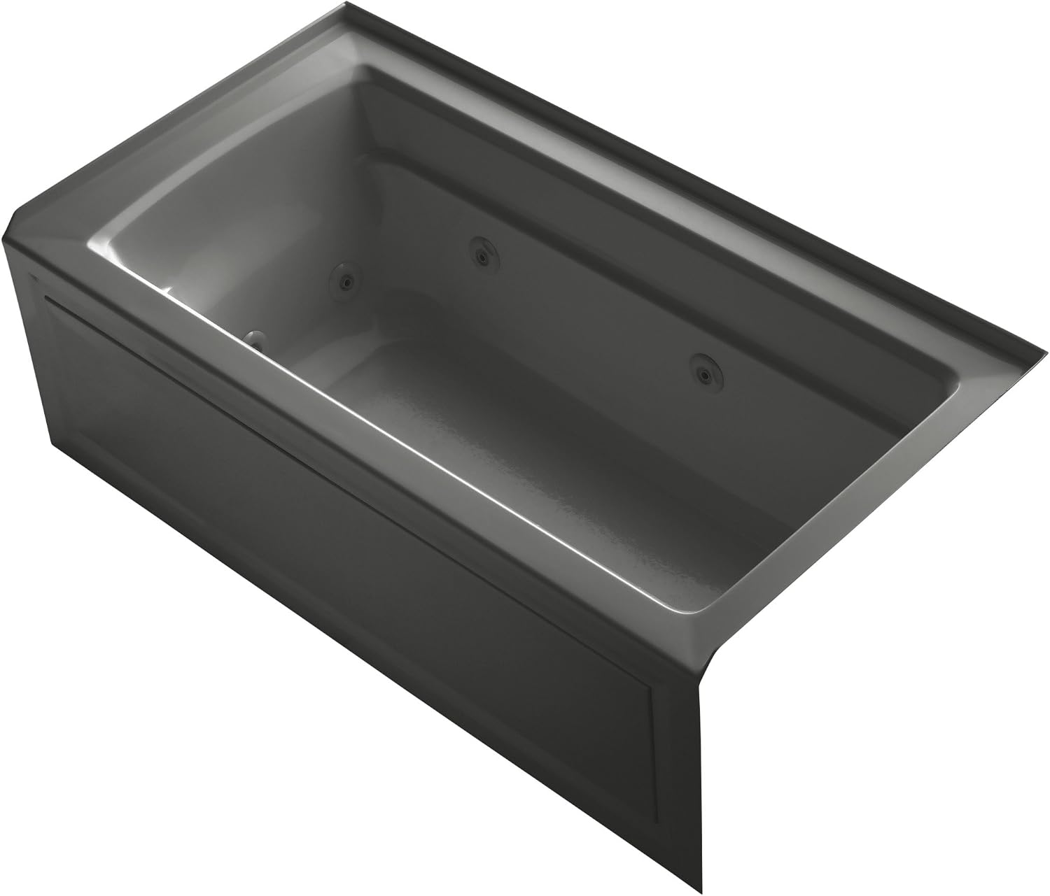 Kohler K-1122-RA-58 Archer 5Ft Whirlpool with Comfort Depth Design, Integral Apron and Right-Hand Drain, Less Heat, Thunder Grey