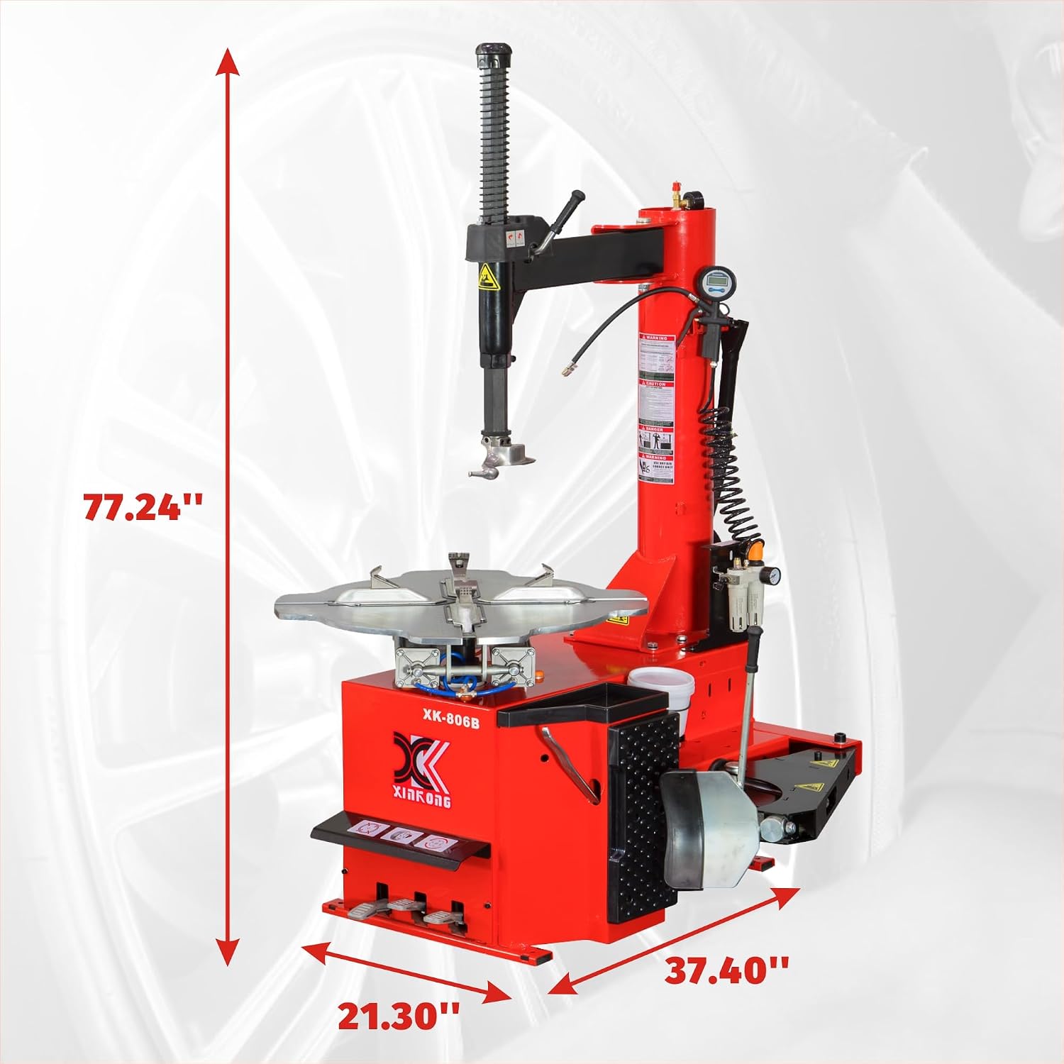 XK-806B Tire Changer Machine 2.0 Horsepower Rim Clamp 12-28 Inches with 12 Month Parts Replacement