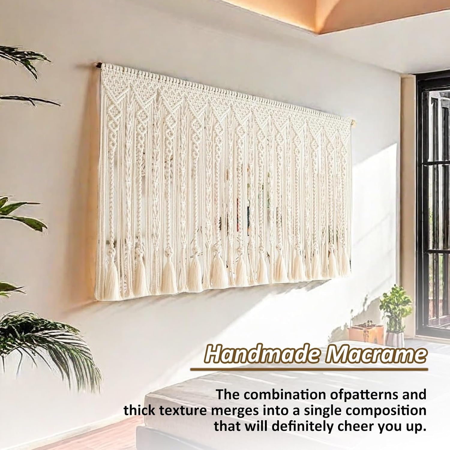 Macrame Wall Hanging Macrame Wall Hanging Cotton Handmade Woven Tapestry Crochet Woven Wall Art, for Bedroom Living Room