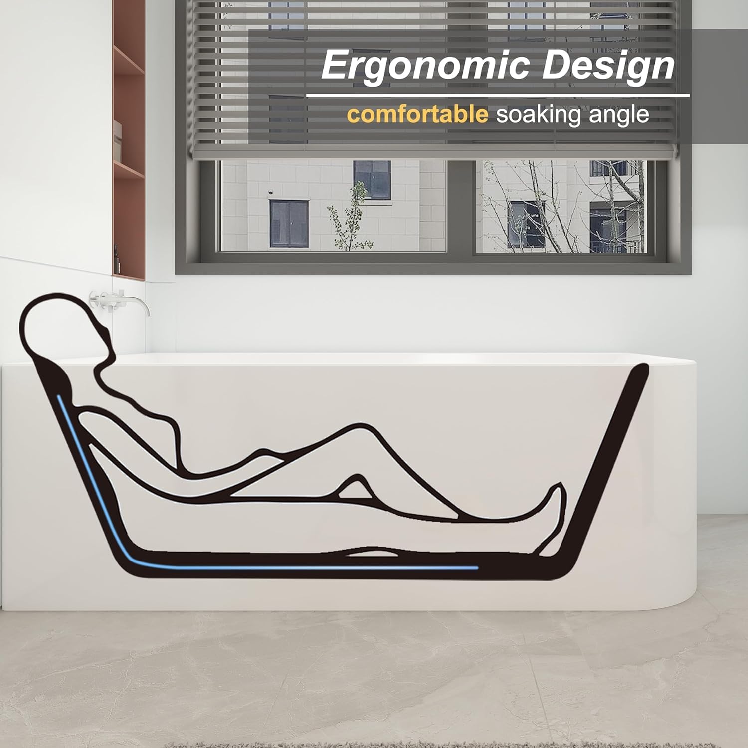 59 Inch Large Corner Bathtub with Pop-Up Left Hand Drain&Overflow